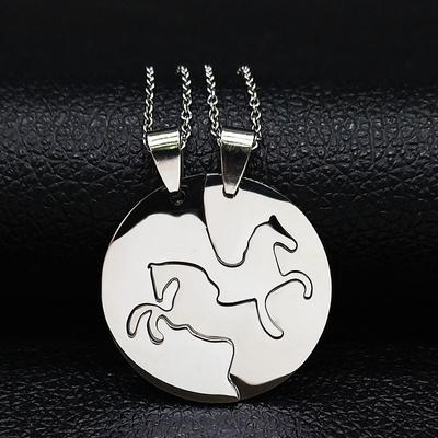 Corrente de Suéter para Casal em Forma de Cavalo Colar Pingente Hip Hop