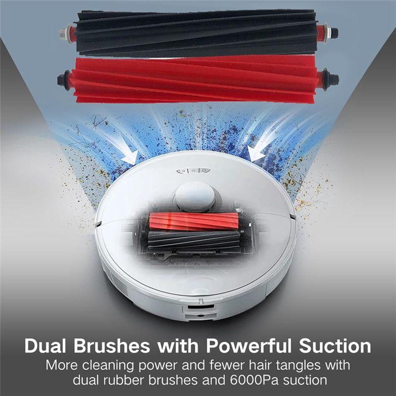 ABUL-Double Roller Brush For Roborock S8 Maxv Ultra G20s Robot Vacuum Replaceable Accessories Washable Main Brush