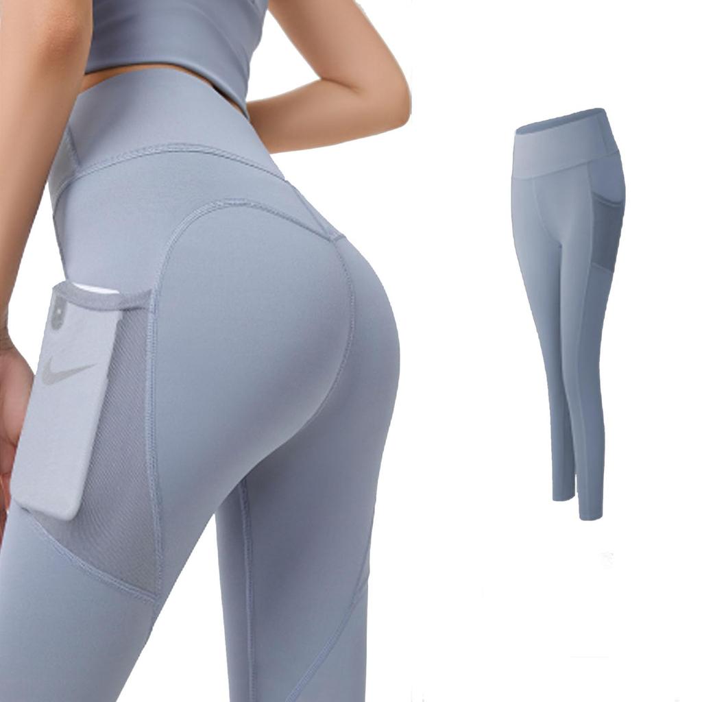 Yodilala Yoga and Fitness Wear with Mesh Side Yoga Super UV Size L Women's Pockets, High-Waisted Pants, Moisture-Wicking, Quick-Drying, Stretch,