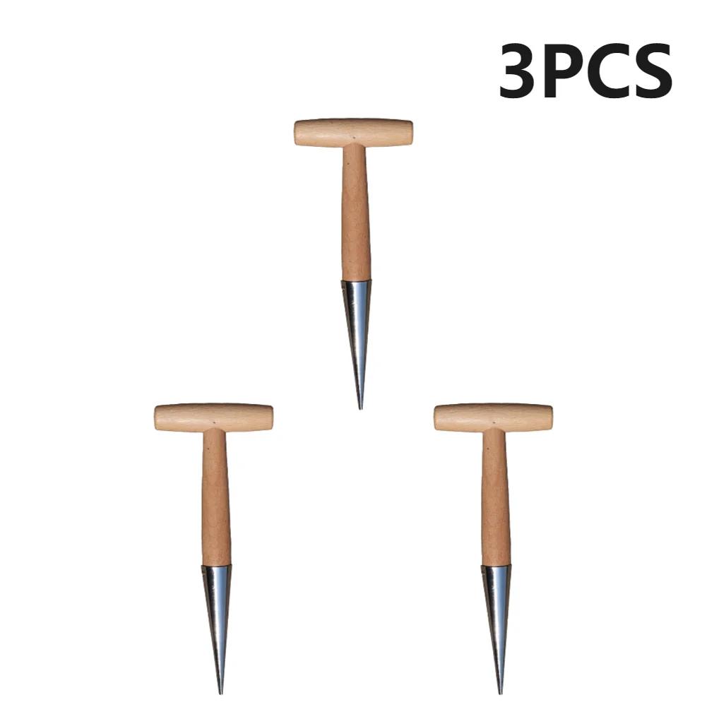 2/3Pcs Hand Dibber Stainless Steel Garden Dibber With Wood Handle Gardening Tool for Sowing Transplanting Planting Bulb Digging