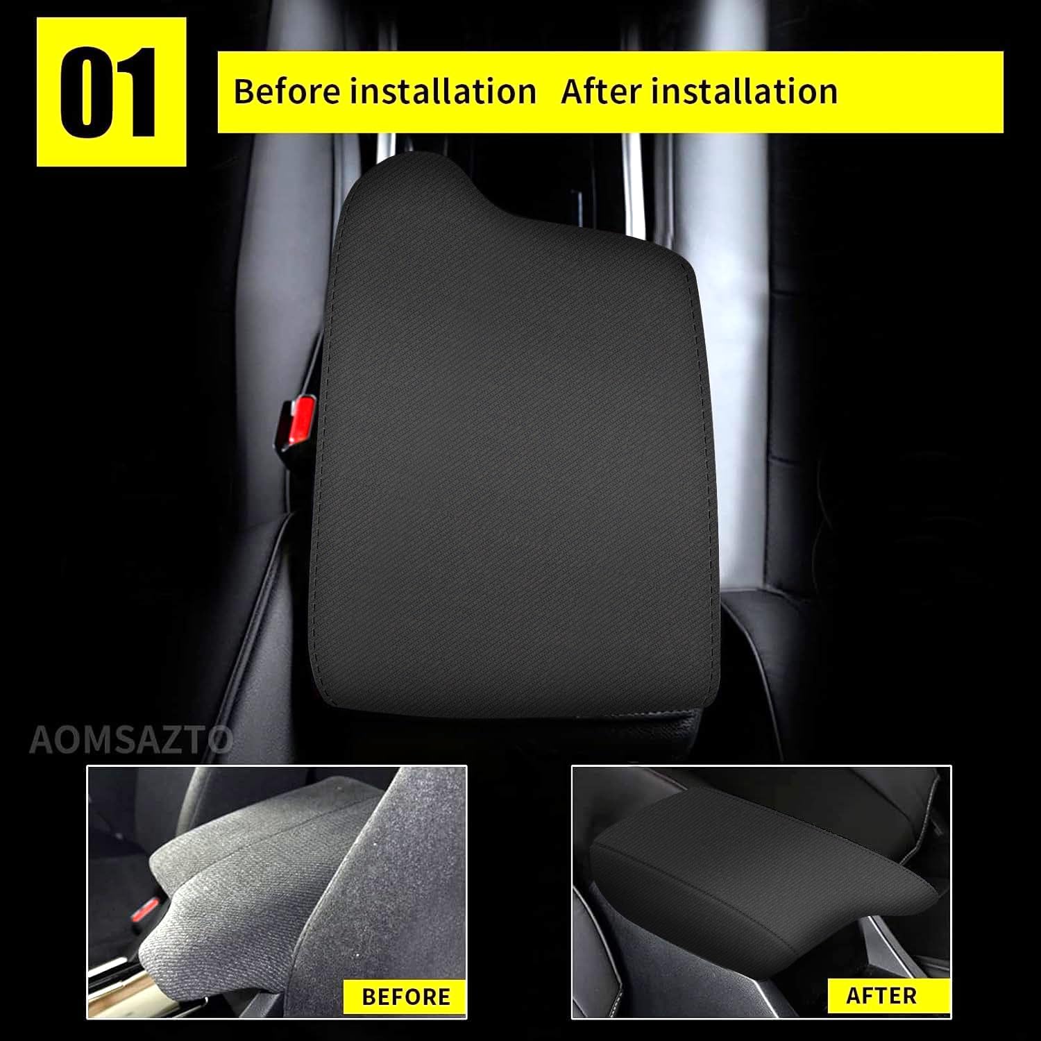 AOMSAZTO Center Console Armrest Cover for Honda Accord 2013-2017 Neoprene Black