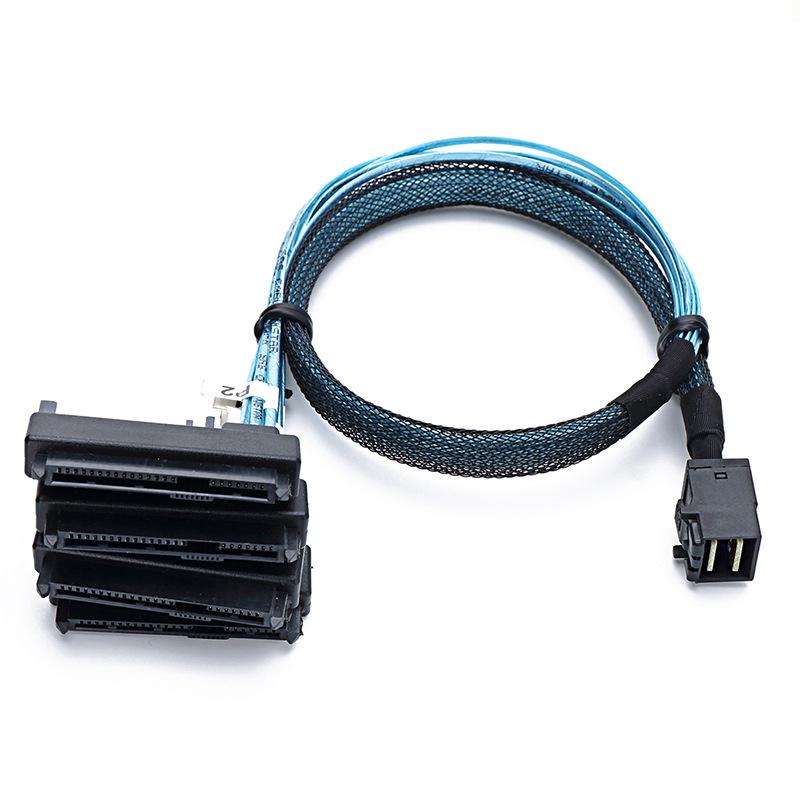 

SFF-8643 to 4x SAS 29+15P SATA Power Cable for Server Hard Drives 1m чёрный