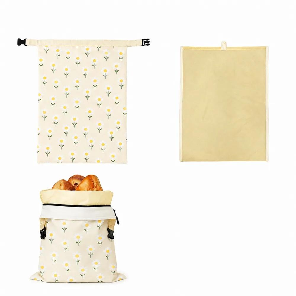 Reusable Beeswax Bread Bags Beeswax Coated Large Capacity Sourdough Bread Bags Freshness Preservation Lock Closure