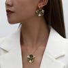 Natural temperament colorful oil dripping flower necklace fashion sweet metal style flower earrings jewelry set women
