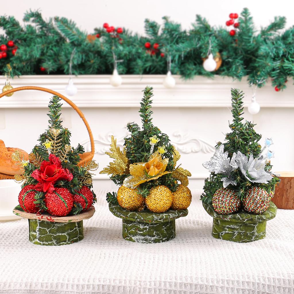 New Mini Christmas Ball Pine Needle Tree Ornament Christmas Desktop Simulation Christmas Tree Decorations Small Gifts