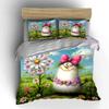 Cute Cartoon Creature With Pink Bow Printed Duvet Cover Set1 Duvet Cover+2 Pillowcasemulti Size Bedroom Bedding Decor