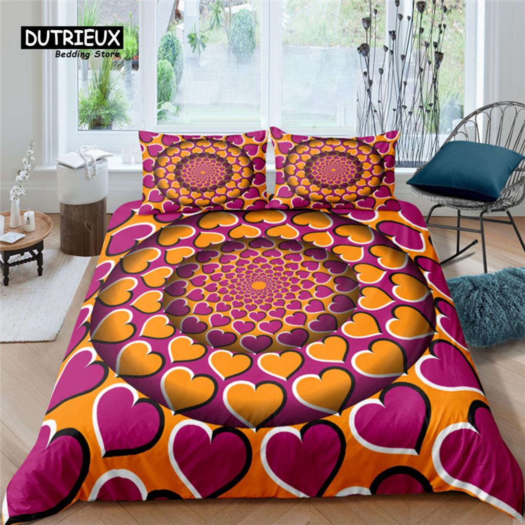 Home Living Luxury 3D Heart Bedding Set Comfortable Duvet Cover Set Kids Bedding Set Queen and King EU/US/AU/UK Size
