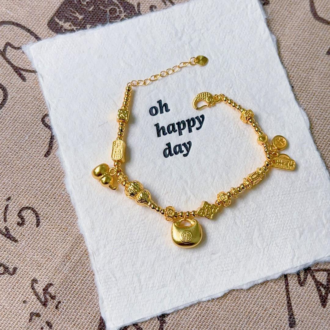Golden Fu Húlu Woven Rope Bracelet – Modern Chinese Trend Jewelry