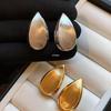 925 Sterling Silver Retro Brushed Gold & Silver Teardrop Metal Stud Earrings for Women – Light Luxury Ear Ornaments