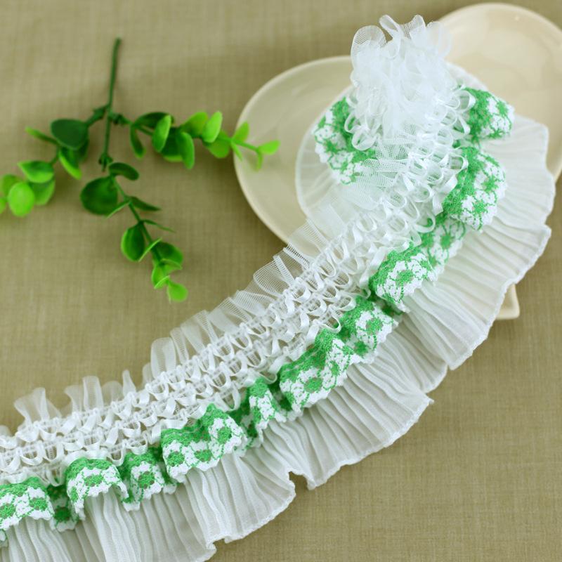 College Style Color Elastic Pleated Chiffon Lace DIY Ladies Children Clothes Ruffled Cuffs Fluffy Skirt Sewing Decorative Fabric