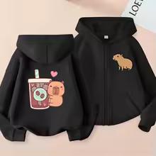 Funny Kids Capybara Zip Up Hoodie Children's Hoodie Zipper Children Capibara Sweatshirt Manga Clothes Kid Girl Boy Top Hoody