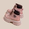 Leather pink Martin boots women's 2025 spring and autumn new small inner height increase short boots outdoor tooling boots
