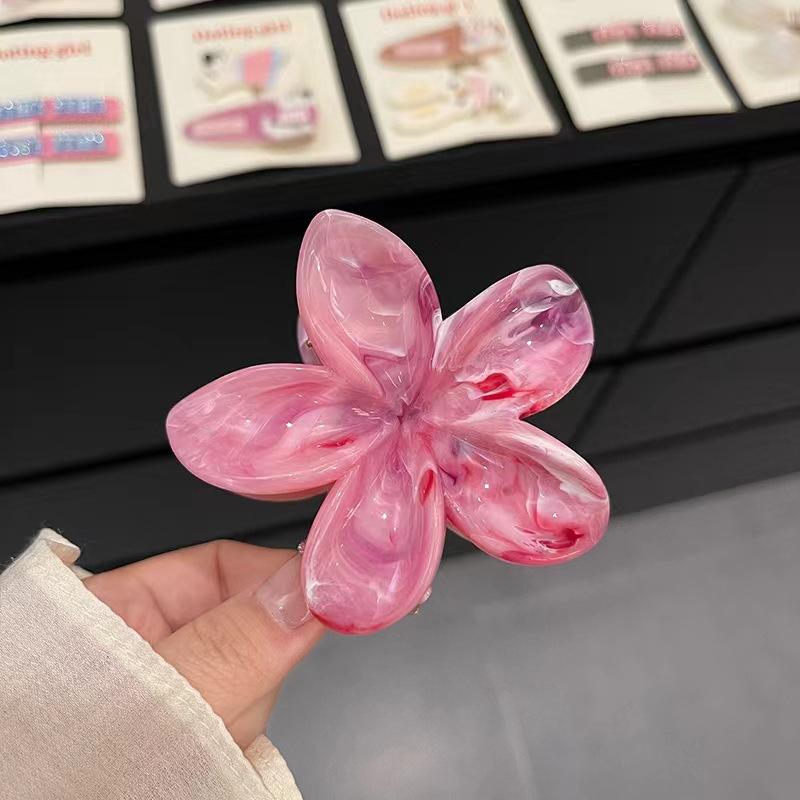 Lato Nowy Klips do Włosów z Kwiatem dla Kobiet Wykwintna Tekstura Marmuru Kolor Gradientowy Nakrycie Głowy Klips Rekin Modny Dodatek do Włosów