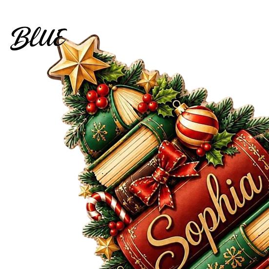 Wood Holiday Sign Wooden Christmas Table Sign Book Tree House Scarecrow Tabletop Rustic 2D Flat Decor for Mantel Shelf Desktop Seasonal Centerpiece
