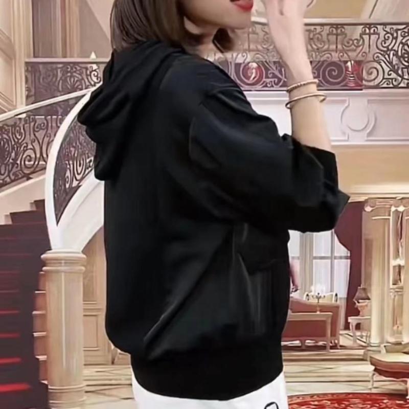 Hooded Sweatshirt for Women Spring and Autumn New Spliced Pullover Loose Stylish Versatile Slimming Long-sleeved Top