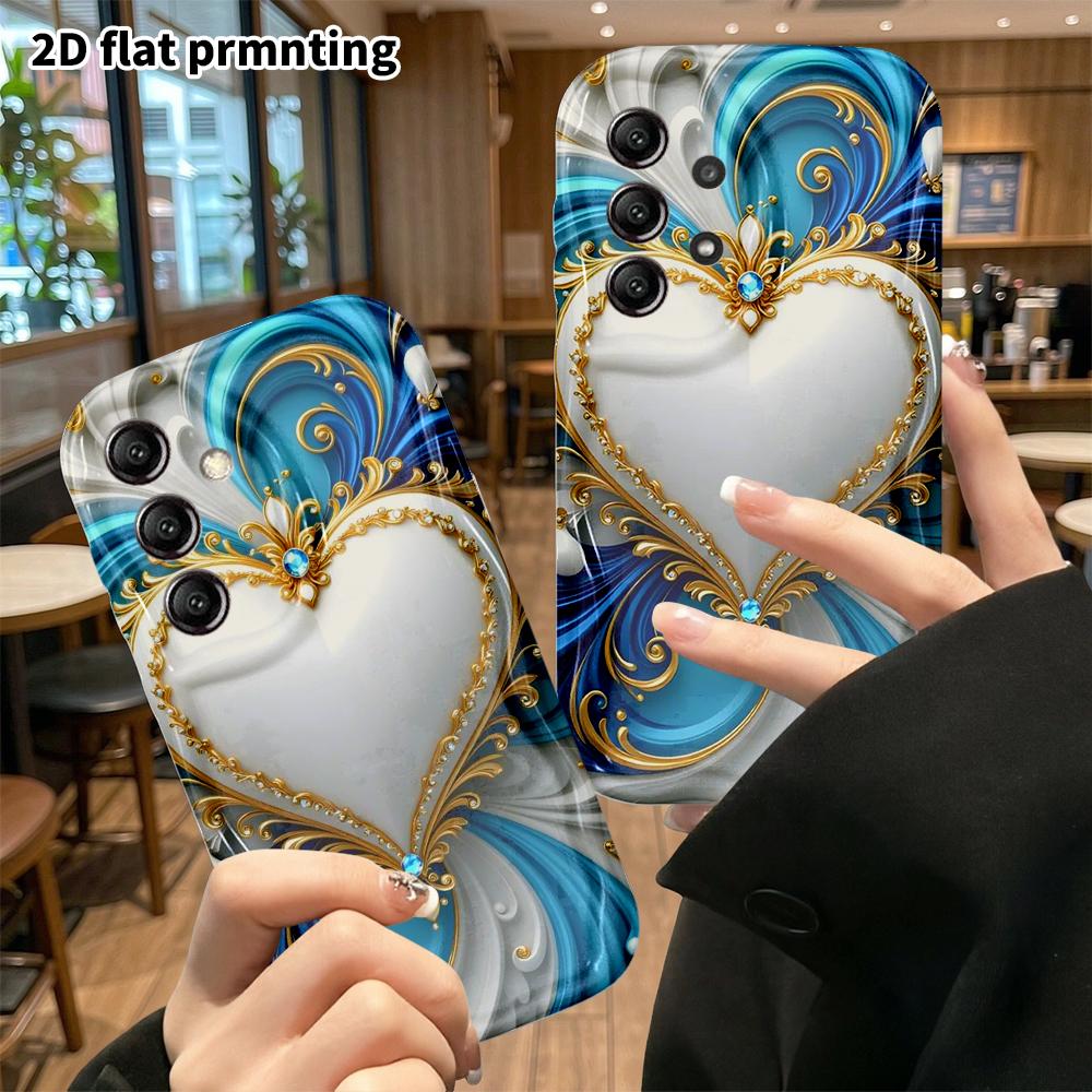 Phone Case: 2D flat design, suitable for Samsung Galaxy A34 A35 M05 M06 S20 S22 S21 FE Plus 5G protective case, white heart main design, perfect Chris