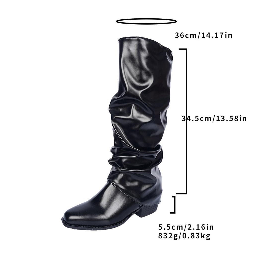 2026 Women's Fashion Pleated Boots Brown Knee-High Modern Black Long Boots Mid Heel Botas Mujer Size 36-43 Zapatos De Mujer