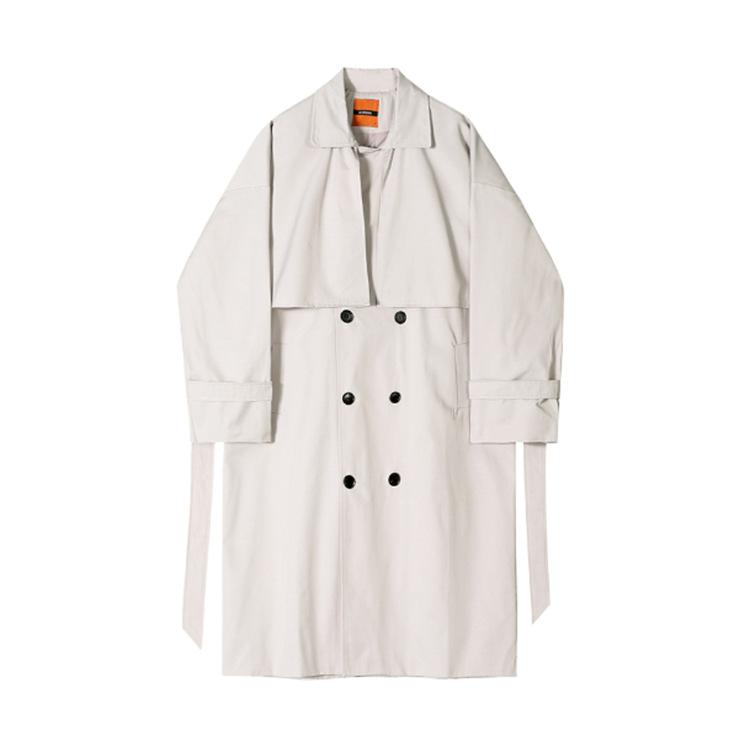 Windbreaker Herren Mittellang Herbst Koreanischer Stil Trendy Locker Hochwertiger Knielanger Mantel Zweireihiger Mantel