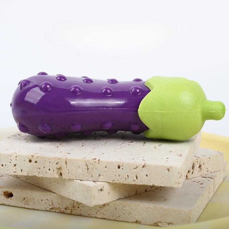 Dog Chewing Toy Bite-resistant Silicone Rubber Sound Toy Dog Speaky Toy Simulated Eggplant Dog Accessories