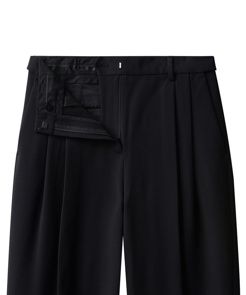 MUSINSA STANDARD WOMAN Women'S Heavyweight Fleece-Lined High-Waisted Wide Hidden Elastic Waist Slacks [Black]