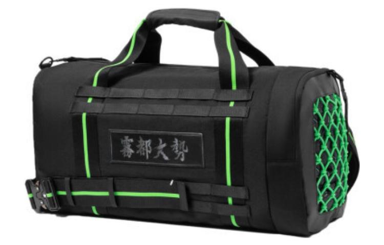 Li Ning Badfive Fabric Portable One Shoulder Crossbody Sports Bag, Gym Bag Large Unisex Black/Green ABLR164-1000