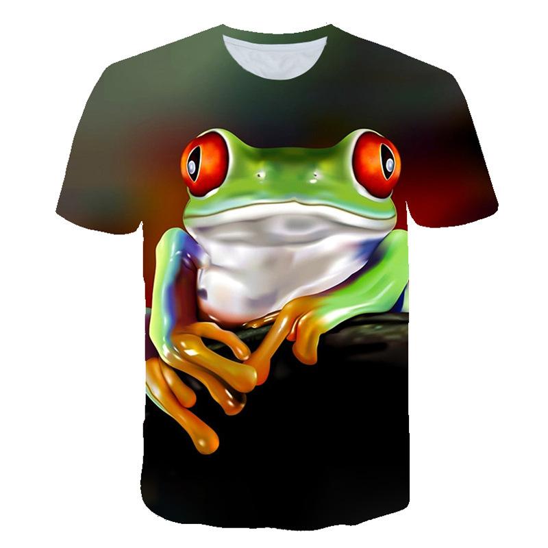 Men's Short Sleeved T-shirt with Animal Print Round Neck Casual Sports Men's Pullover Top T-shirt