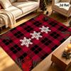 Red Black Buffalo Plaid Snowflake Christmas Decor Rug, All Season Floor Mat for Living Room, Bedroom, Fireplace, Kitchen