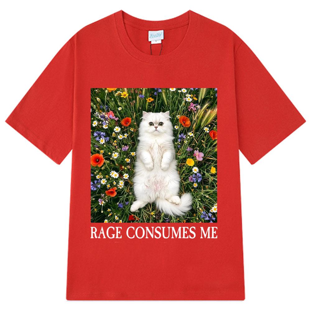 Wut frisst mich auf Katze T-Shirt Damen Mode T-Shirt Sommer Kurzarm Locker Streetwear T-Shirts