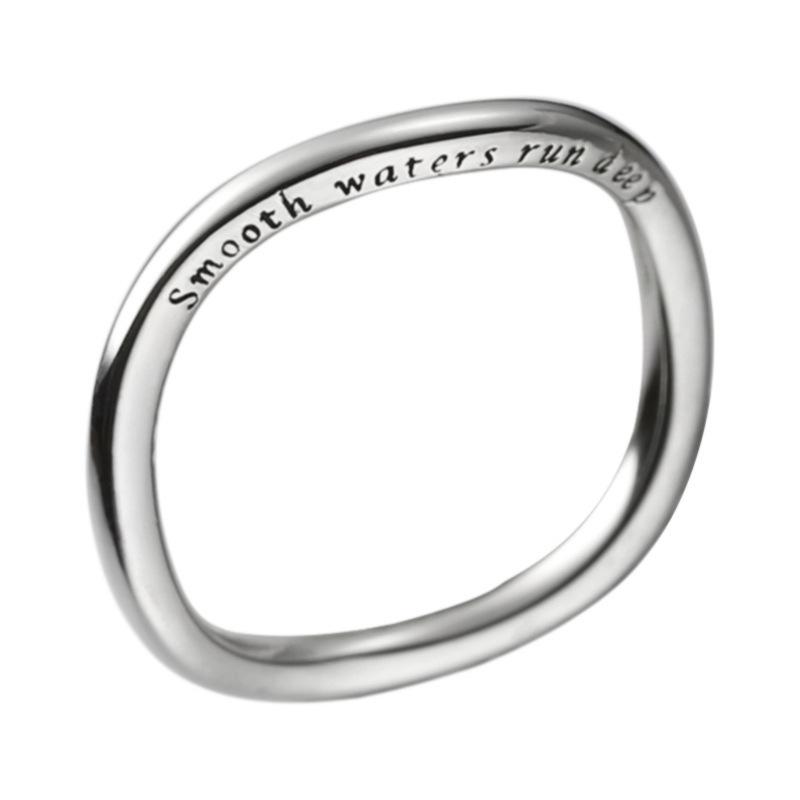 Korean Versatile Style Geometric Wave Letter Ring For Women Chic Copper Fashion Statement