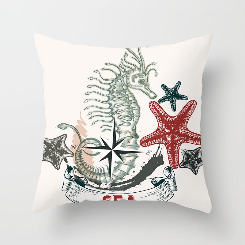 Ins Home Supplies Hand-painted Ocean Car Pillow Office Cushion Cover