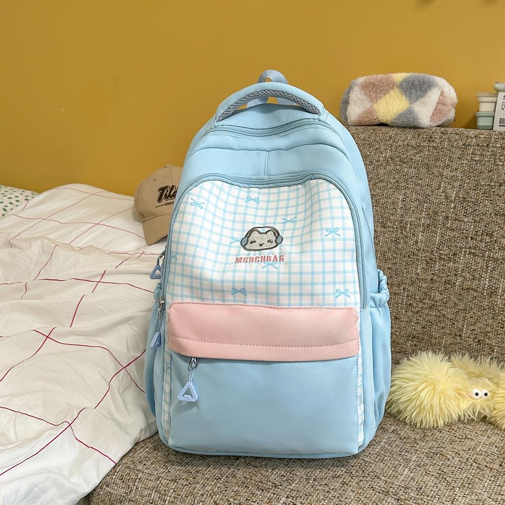 Schoolbag Japanese new high-value fresh, sweet and sweet plaid backpack junior high school students lightweight large-capacity backpack
