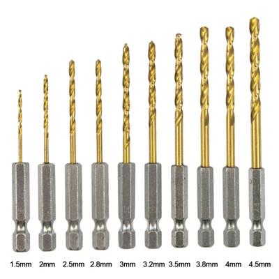 High Quality Steel Titanium Coated 1.5mm-10.0mm Drill Bit Set High Speed Hexagonal Handle Twist Drill