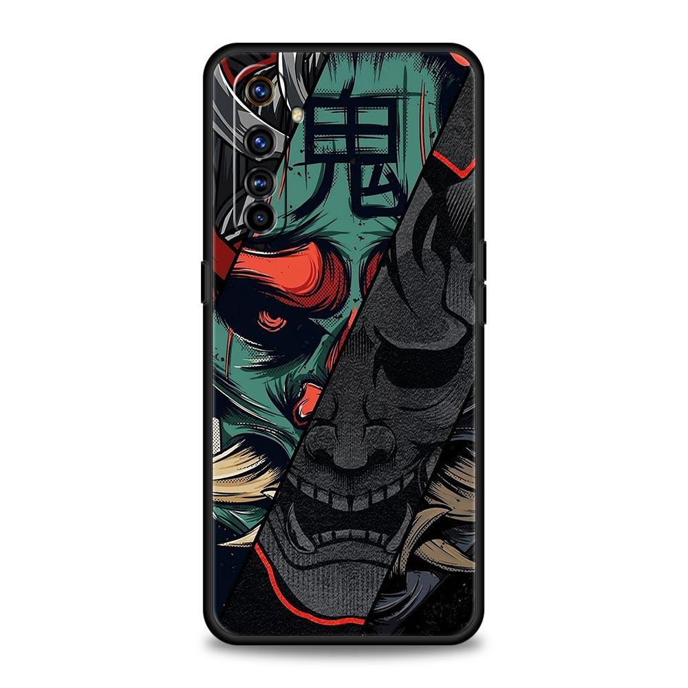 Samurai Hannya Mask Ghost Case For Realme 12 11 10 4G 9 8 5G 7 6 GT5 GT3 GT2 Pro Plus C21 C11 C25 C35 GT Neo 2 3 3T 5 Cover