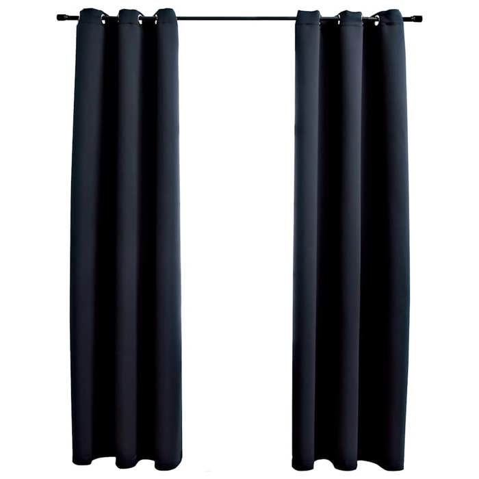 Maison Exclusive - Rideaux occultants avec anneaux 2 pièces Noir 97x213 cm Tissu