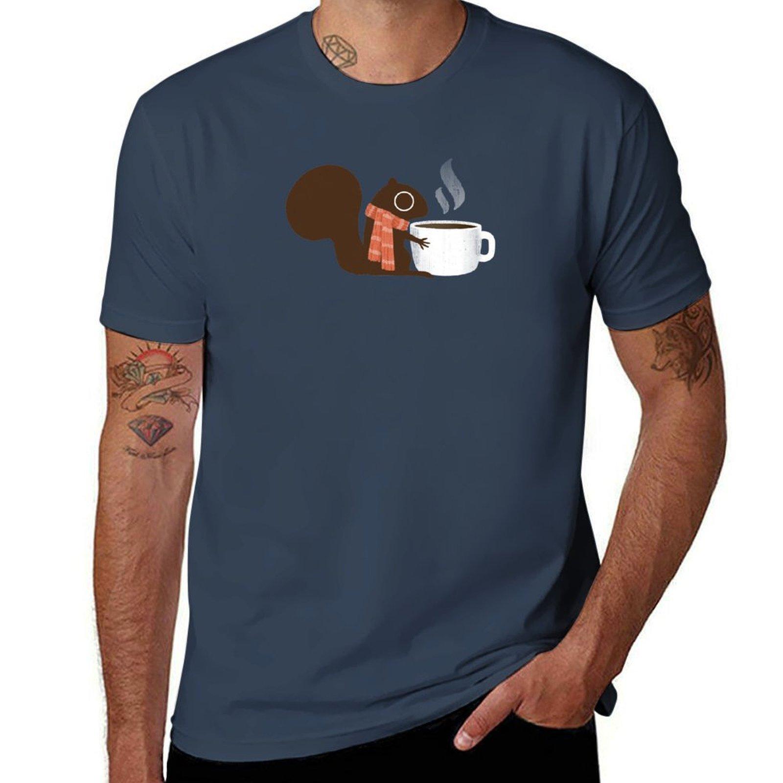 Squirrel Coffee Holiday Tshirt Casual Loose Daily Wear Tshirt S