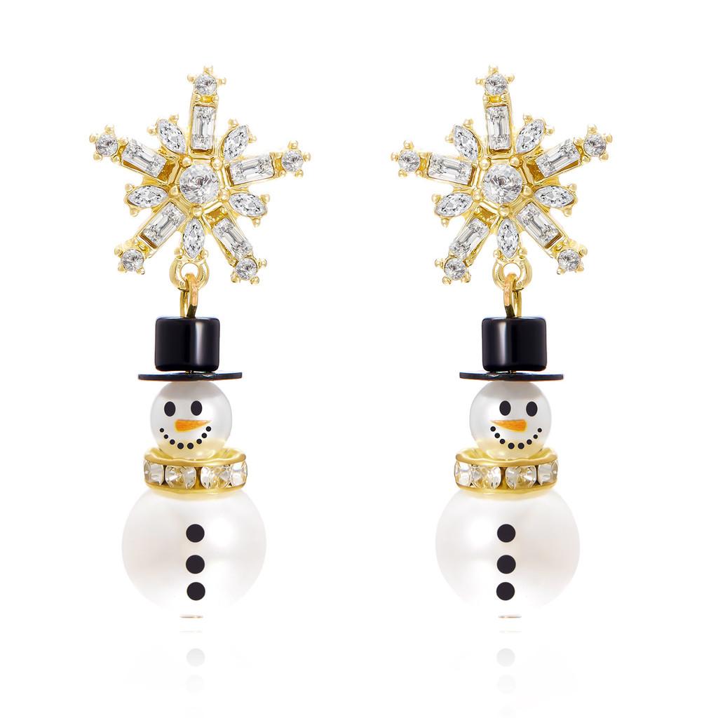Seasonal Alloy Christmas Earrings With Snowflake And Snowmen For Womens Festive Wear Style A