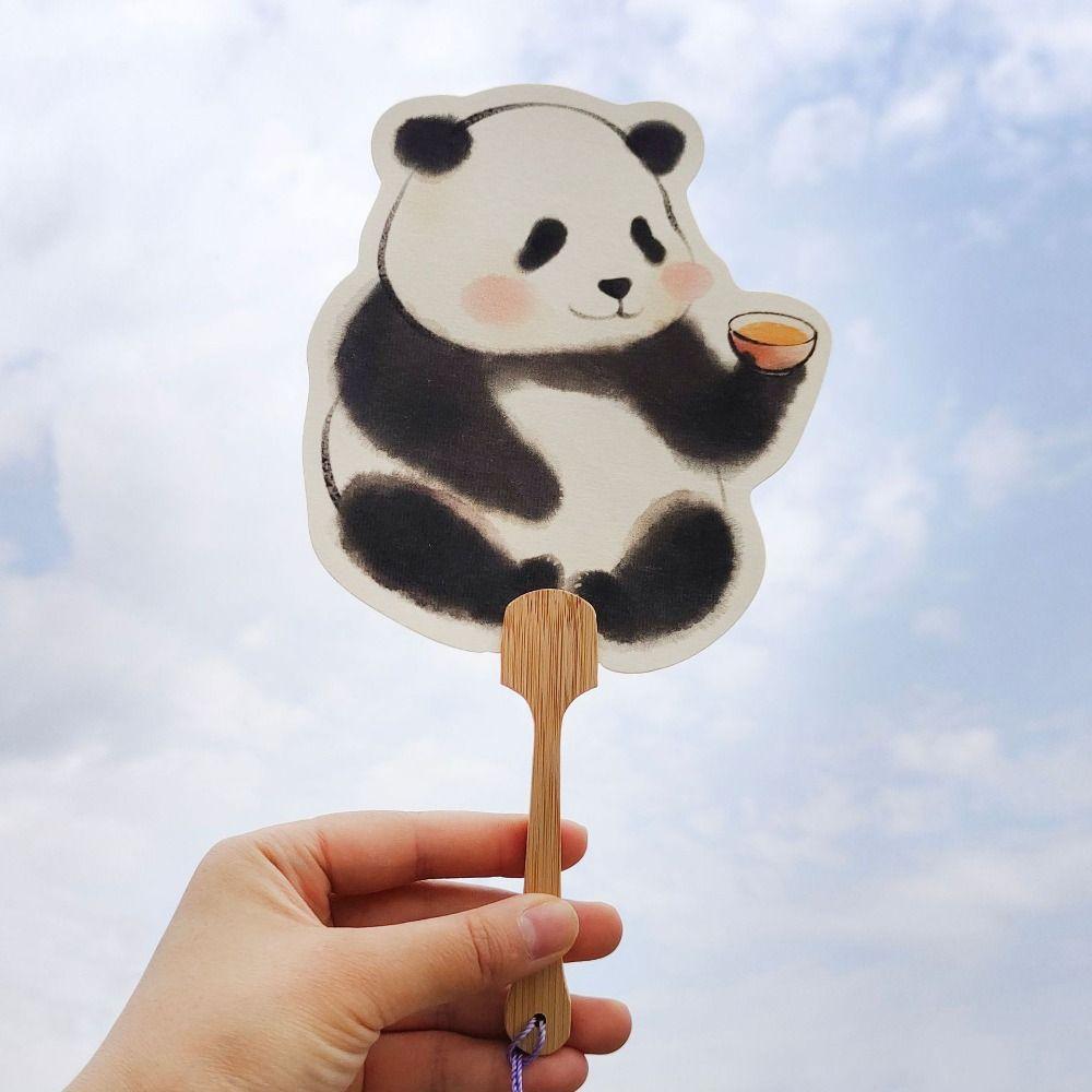 3Pcs Creative Panda Hand Fan Handmade Summer Cooling Fan Cartoon Paper Hand Fan  Children's Gifts