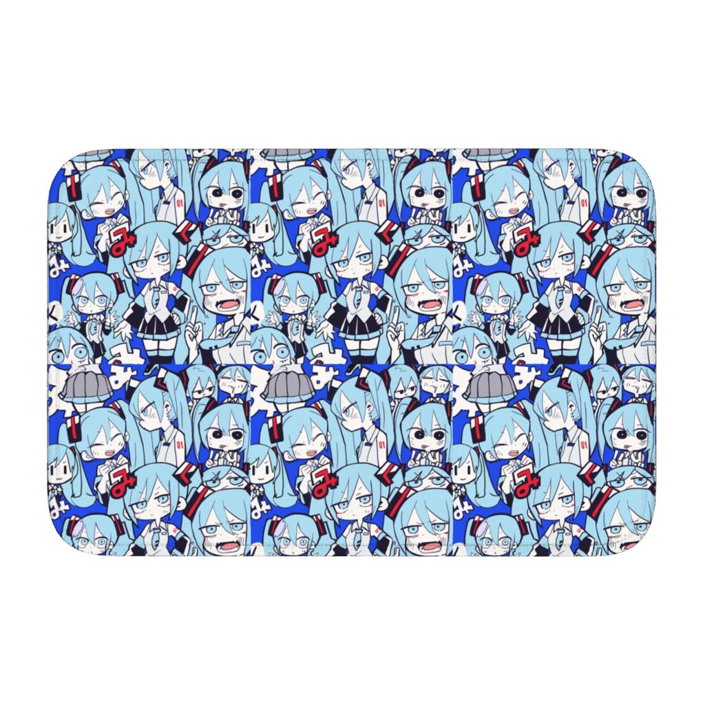 Hatsuned Mikues Cartoon Front Door Mat Anti-Slip Indoor Welcome Quick Dry Doormat Living Room  Entrance Rug Carpet Footpad