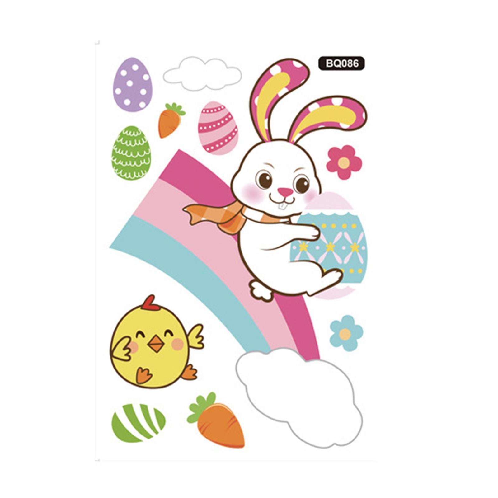 Easter Window Clings Easter Eggs Bunny Chick Carrot Window Stickers Reusable Spring Easter Window Stickers A