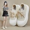 Summer Breathable Canvas Shoes Women's New Fly-woven Mesh White Shoes Thick-soled Hollow Board Shoes Sports and Leisure Shoes