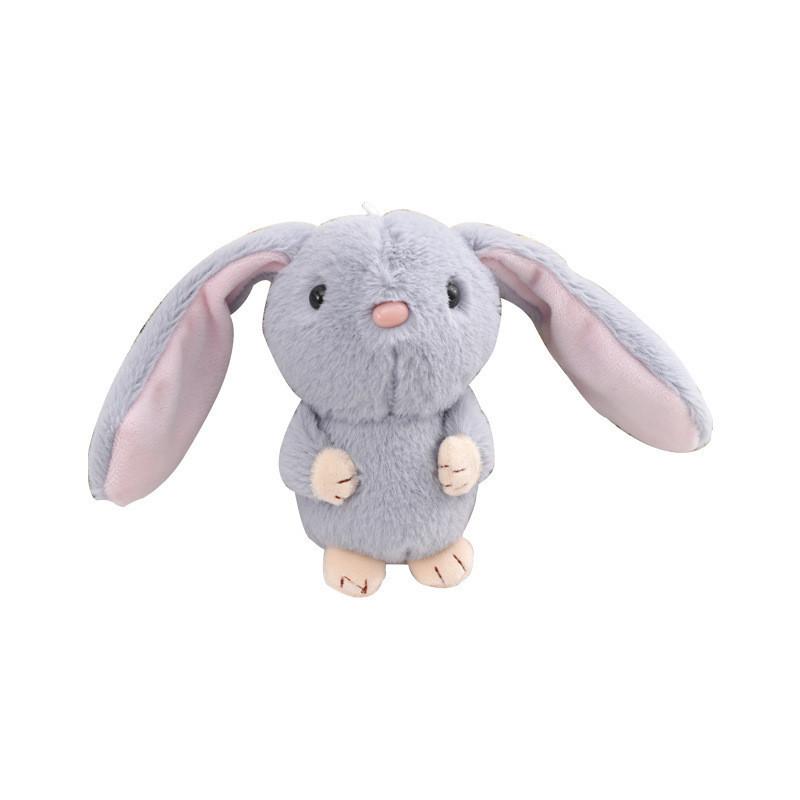 Adorable Long-eared Bunny Plush Keychain Soft Stuffed Rabbit Toy Crystal Velvet
