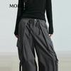 MO&Co. Women's Low-Waist Wide-Leg Cargo Pants