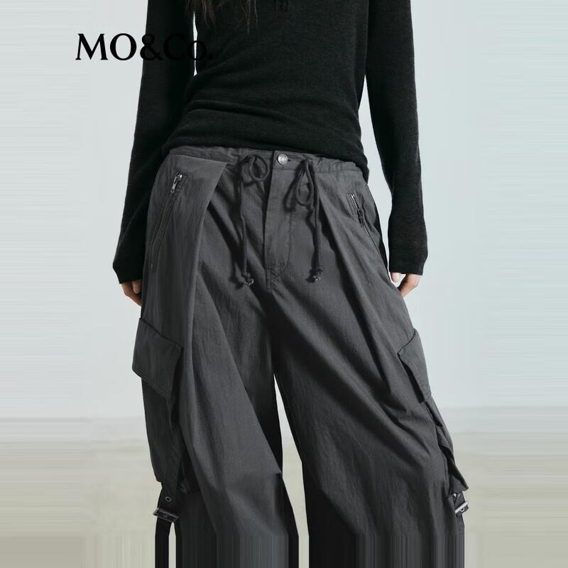 MO&Co. Women's Low-Waist Wide-Leg Cargo Pants