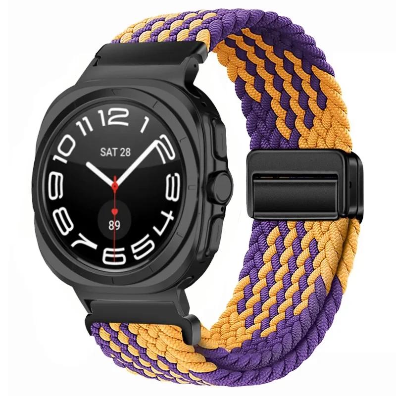 Gevlochten Nylon Lusband Voor Samsung Galaxy Watch Ultra 47mm Magnetische Armband Polsband voor Galaxy Watch 8 Ultra 2026 47mm Band
