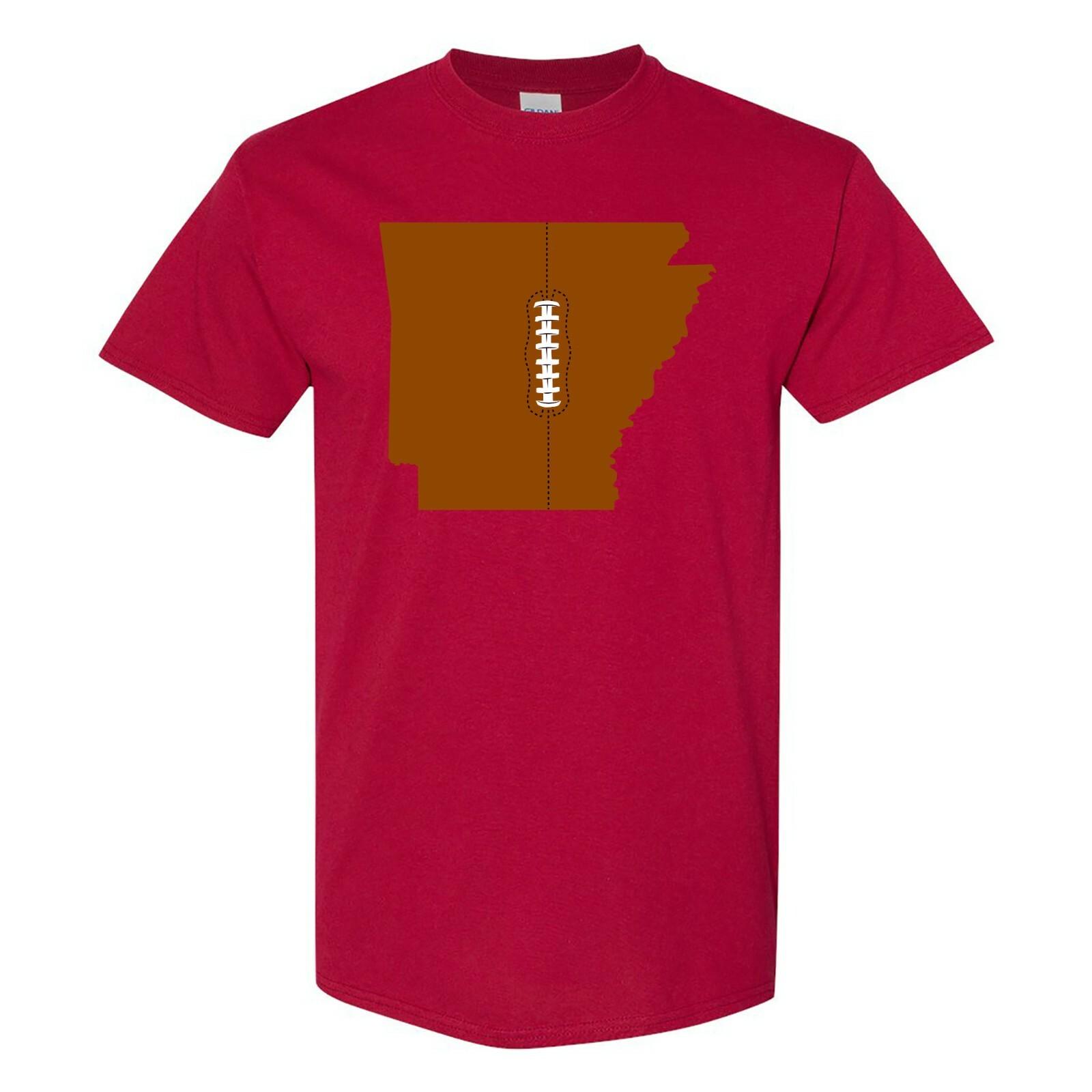 Arkansas Football State Shape Hometown Pride T Shirt Cardinal XXXXL