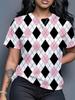 Women'S Casual T-Shirt- Soft And Comfortable. Achine Washable. Round Neck. Short Sleeve. SpringSummer Fashion Top. Patterned T-Shirt. Summer Top. Fun