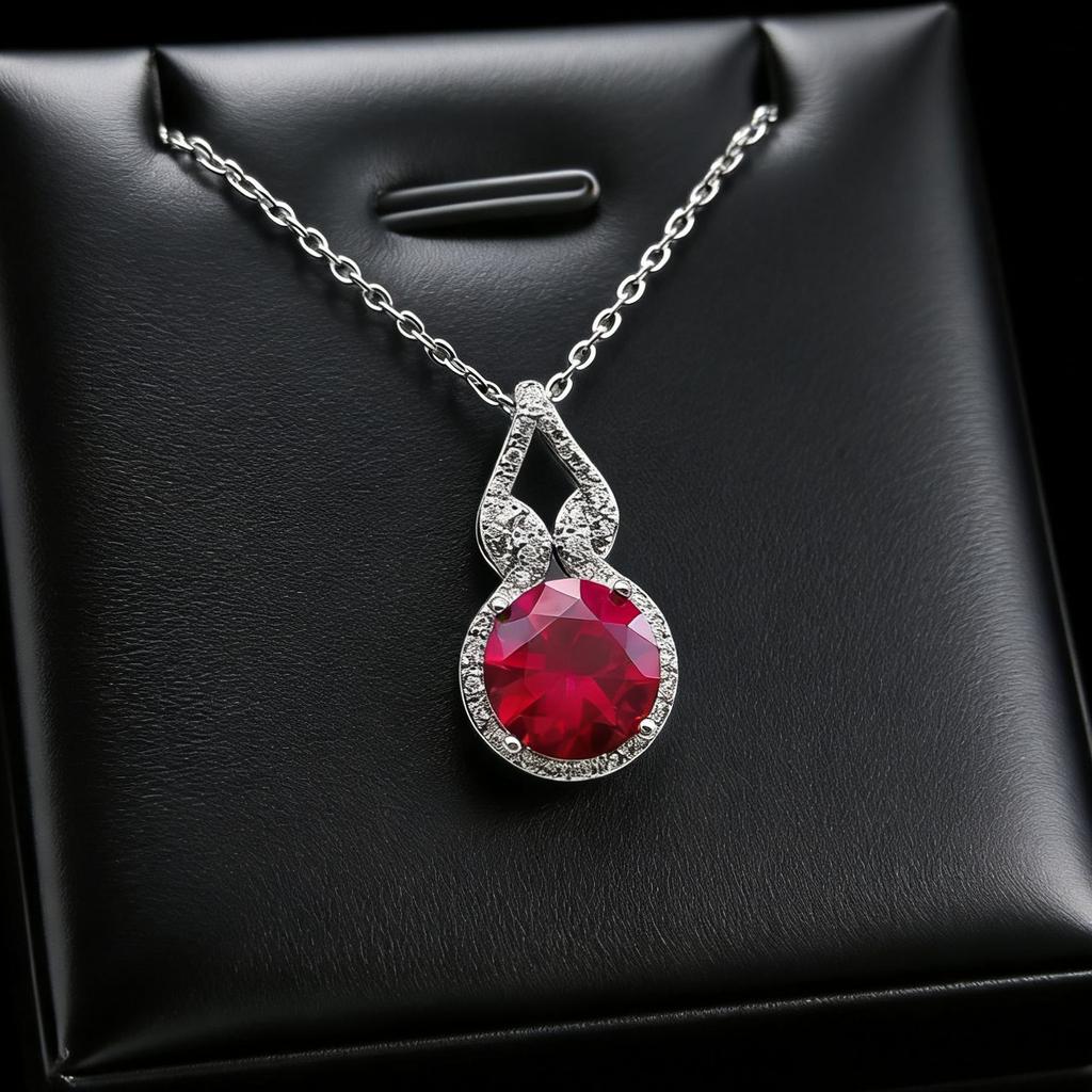 4 Carat Cultivated Ruby Sapphire Gourd Necklace Women's Classic Four-claw Big Diamond Emerald Pendant Collarbone Chain