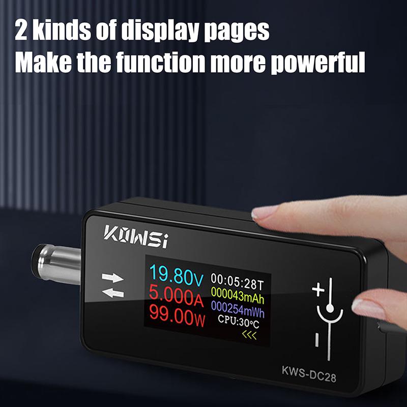 Kws-Dc28 0.96 Inch Tft Hd Digital Display Dc 5.5*2.5 Interface Tester Voltage Ammeter Power Meter Multi In One Display