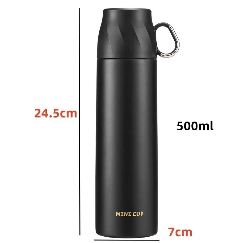 500ML Stainless Steel Thermos Cup Hot Coffee Vacuum Thermal Water Bottle Portable High-capacity Household Office Travel Tea Cups