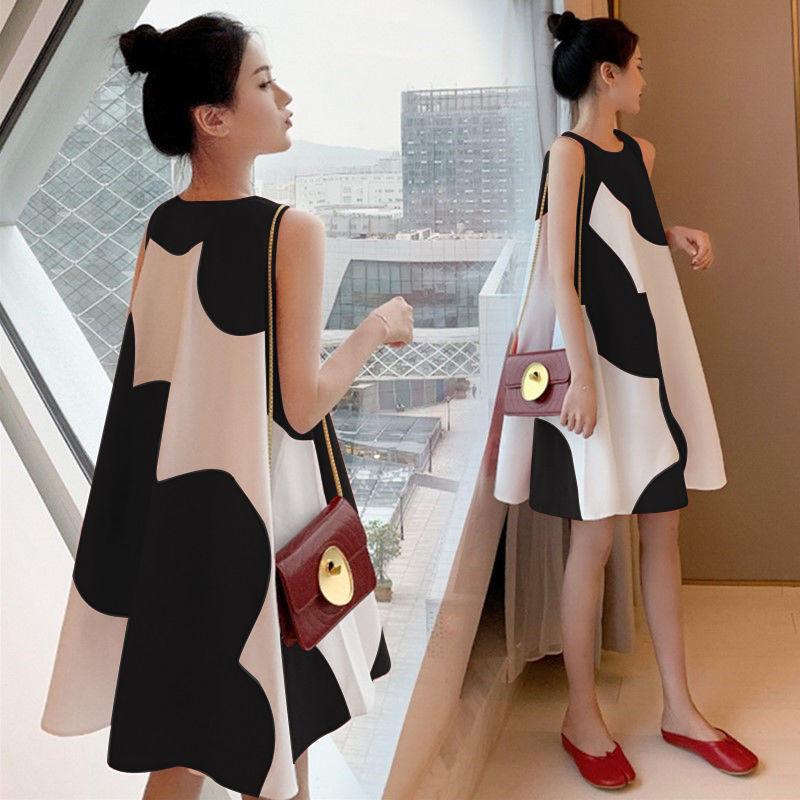 Жилетка Жіноча літня сукня без рукавів з круглим вирізом вище коліна Домашня вечірка для побачень Повсякденний одяг